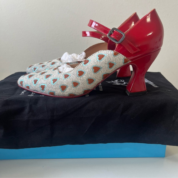 Rare 🔥 John Fluevog POSER LILY-ROSE D’ORSAY MARY JANE HEARTS HEEL Size 7.5 - Picture 6 of 14